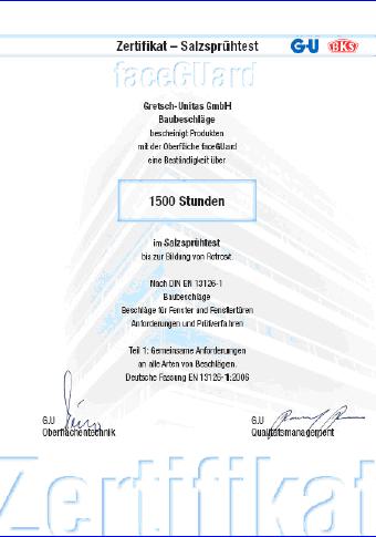 Salzspr�htest 1500 Std. - Baubeschl�ge